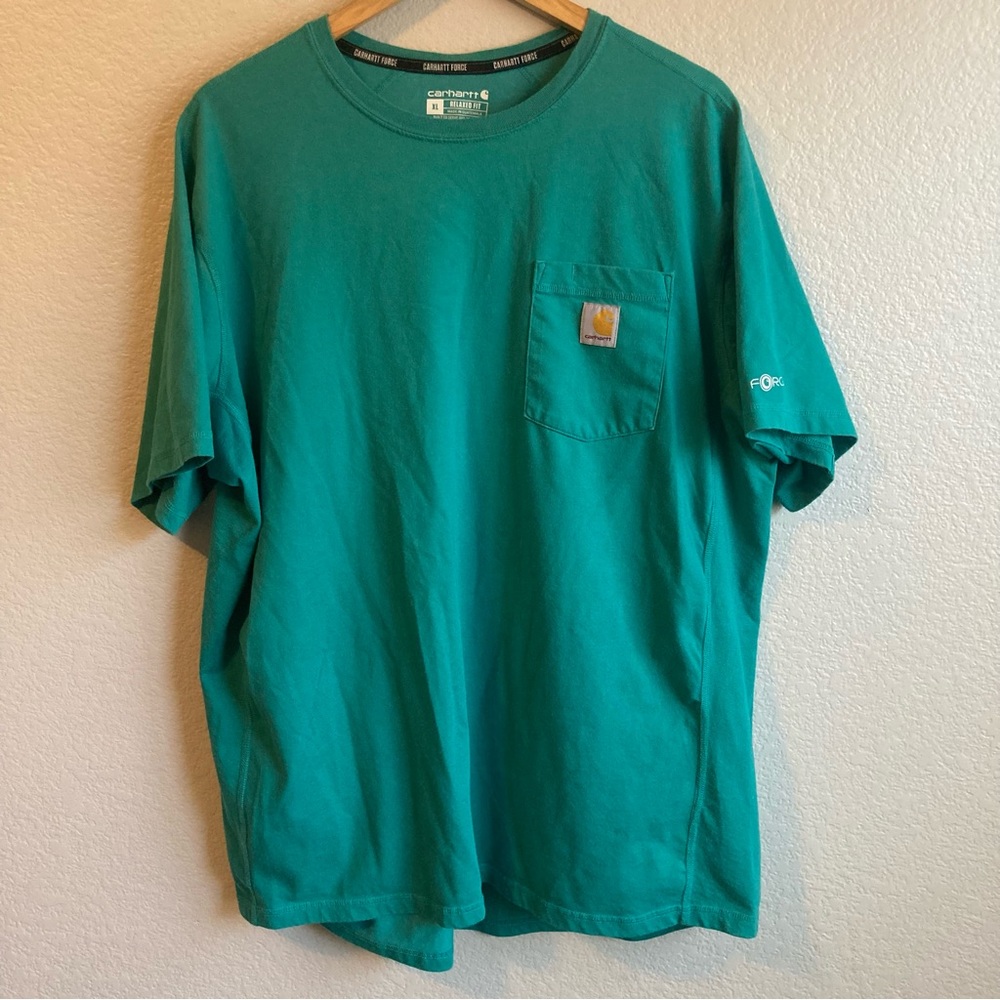 Men’s Carhartt Short Sleeve Pocket T-Shirt Teal Color Size XL Relaxed Fit